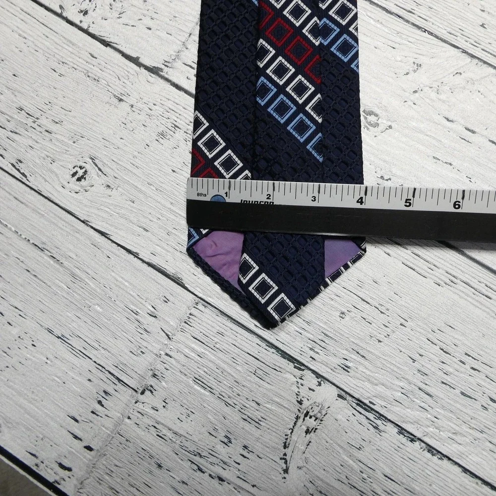 Vintage Juster's By Damon Tie‎ Mens One Size Blue Geometric Textured Polyester